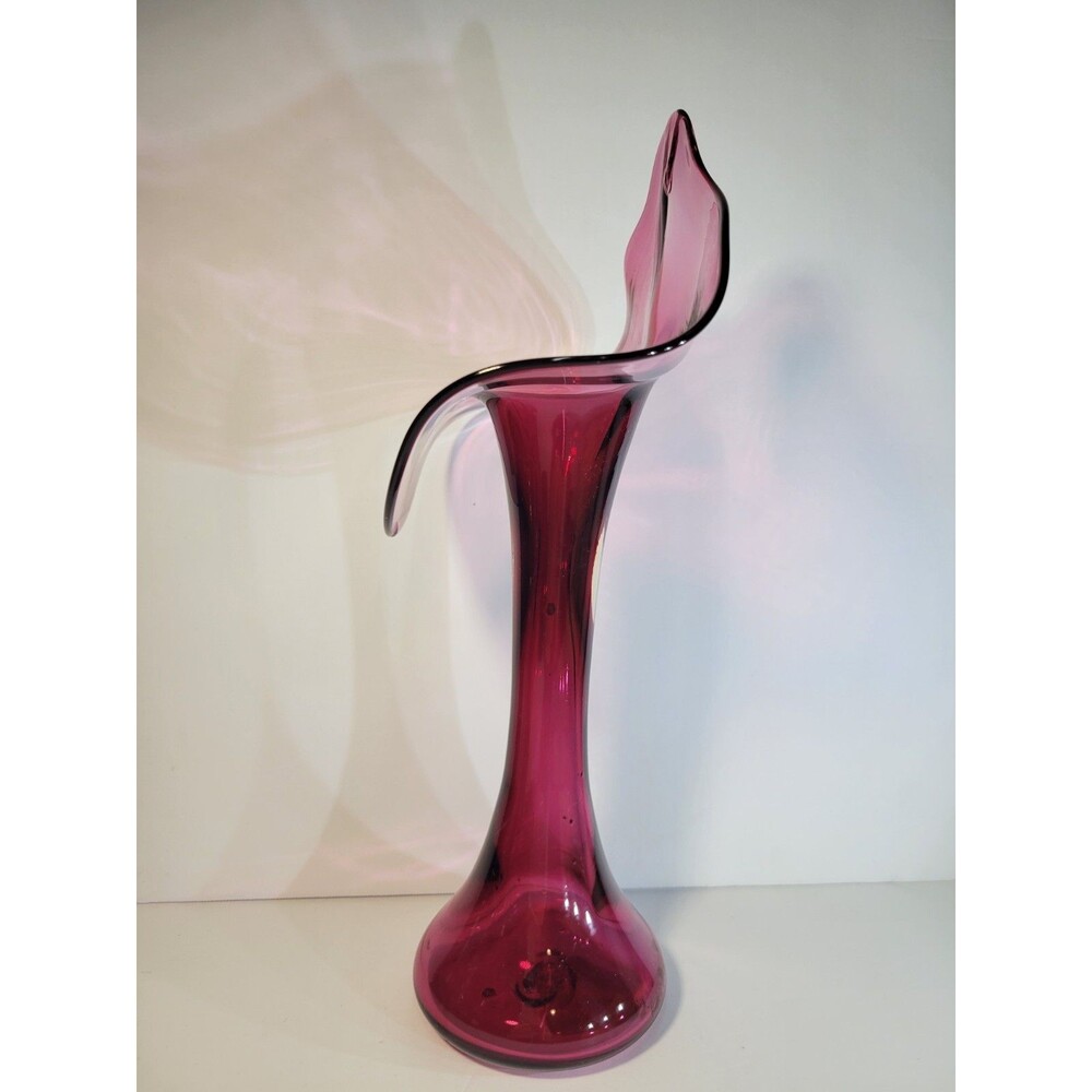 Vintage Cranberry Pilgrim Art Glass Jack In The Pulpit Vase Mid Century - Picture 4 of 4